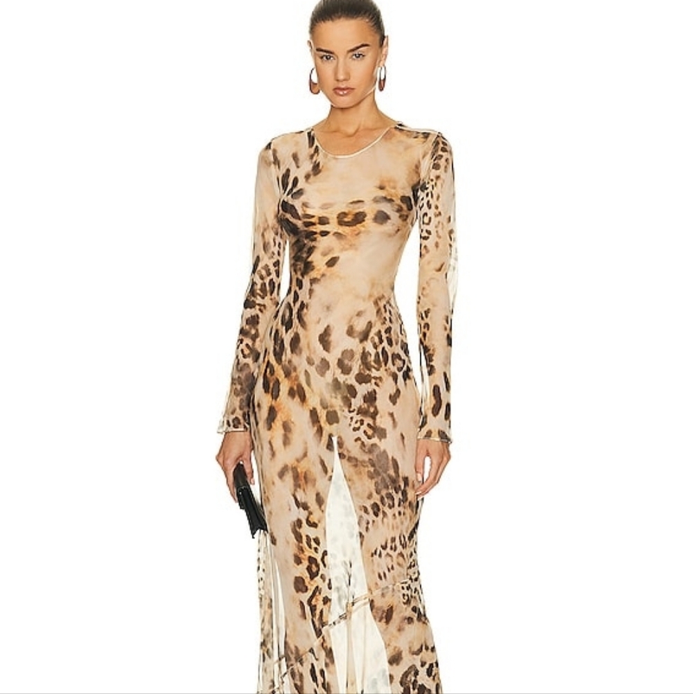 retrofete Vienna Dress maxi long sleeve sheer
